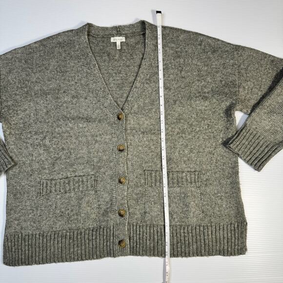 Ella Moss Cardigan Sweater Large Olive Green Minimalist Cozy Casual Layering - Picture 3 of 16